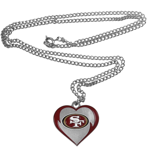 San Francisco 49ers NFL Silver Heart Team Pendant Necklace
