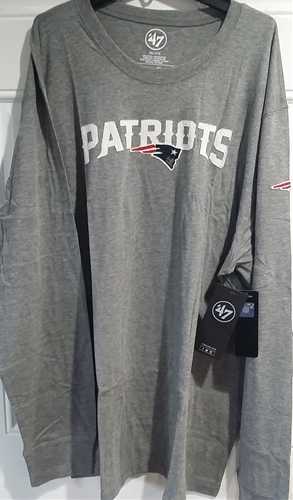 NEW England Patriots NFL Slate Grey Fieldhouse Long Sleeve Men's T Shirt *SALE* Size 3XL