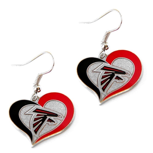 Atlanta Falcons NFL Silver Swirl Heart Dangle Earrings *SALE*