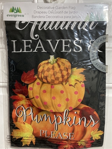 Autumn Leaves & Pumpkins Please Burlap 2-Sided Garden FLAG