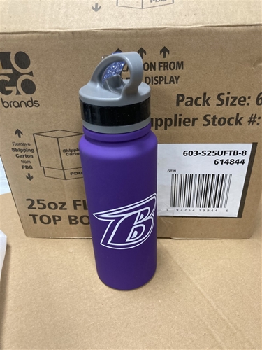 Baltimore Ravens NFL 25oz Single Wall Stainless Steel Flip Top Water Bottle *SALE* - 6ct Case