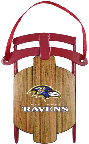 Baltimore Ravens NFL Vintage Metal Sled Ornament - 6ct Case