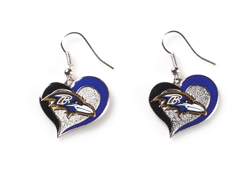 Baltimore Ravens NFL Swirl Heart Dangle Earrings *SALE*