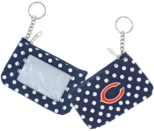 Chicago Bears Logo NFL Nylon Polka Dot Coin Purse Key Ring *SALE*