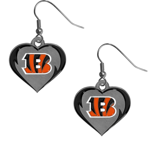 Cincinnati Bengals NFL Heart Dangle Earrings