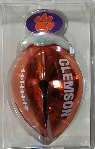 Clemson Tigers NCAA Metal FOOTBALL Bell Ornament *SALE* - 6 Count Case *SALE*