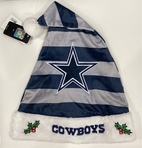 DALLAS COWBOYS NFL Striped Plush Holiday 18'' Christmas Santa Hat *NEW*