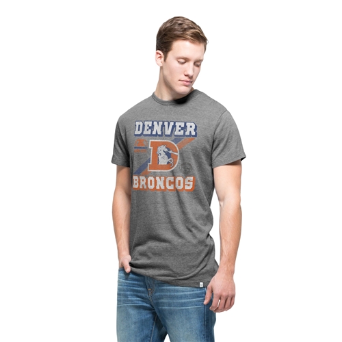 Denver Broncos NFL Legacy Grey Tri-State Men's T SHIRT Size 2XL