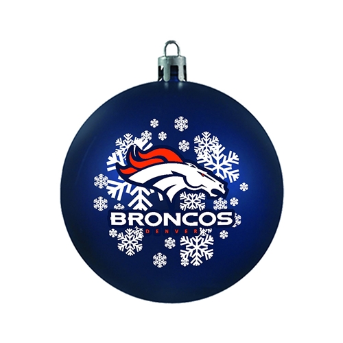 Denver Broncos NFL Snowflake Blue Shatter-Proof Ball Ornament - 6ct Case *SALE*