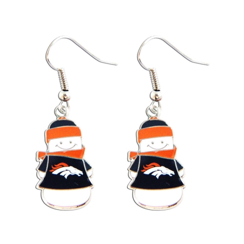 Denver Broncos Snowman NFL Silver Dangle Earrings *CLOSEOUT*