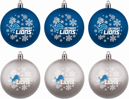 Detroit Lions NFL 6 Pack Home & Away Shatter-Proof Ball Ornament Gift Set - 4ct Case