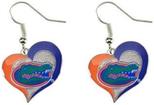 Florida Gators NCAA Silver Swirl Heart Dangle Earrings *SALE*