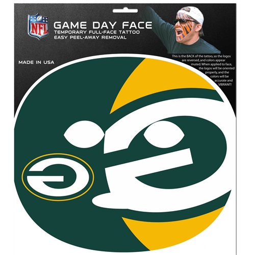 Green Bay Packers NFL Game Day Temporary Face Tattoo *NEW*