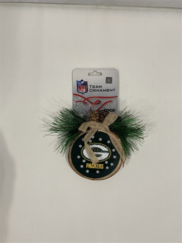 Green Bay Packers NFL Glitter Wood Stump Ornament *SALE*