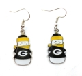 Green Bay Packers Snowman NFL Silver Dangle Earrings