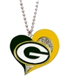 Green Bay Packers NFL Swirl Heart Silver Team Pendant Necklace