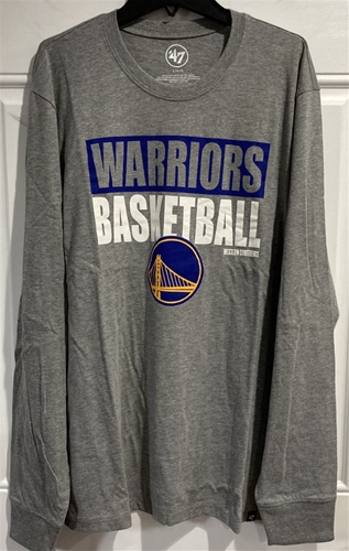 Golden State Warriors NBA Slate Grey Blockout Club Men's Long Sleeve Tee Shirt *SALE*