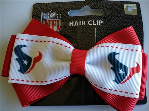 Houston Texans NFL Grace Collection 2 Tone Bow HAIR CLIP - One Dozen Lot *SALE*