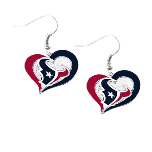Houston Texans NFL Silver Swirl Heart Dangle Earrings *SALE*
