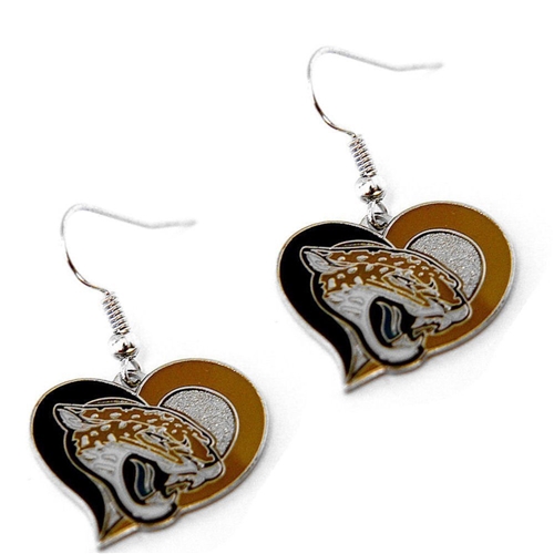 Jacksonville Jaguars NFL Silver Swirl Heart Dangle Earrings *SALE*