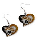 Jacksonville Jaguars NFL Silver Swirl Heart Dangle Earrings