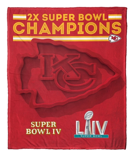 Kansas City Chiefs NFL 2X Super Bowl Champions HD Silk Touch Throw BLANKET *SALE*