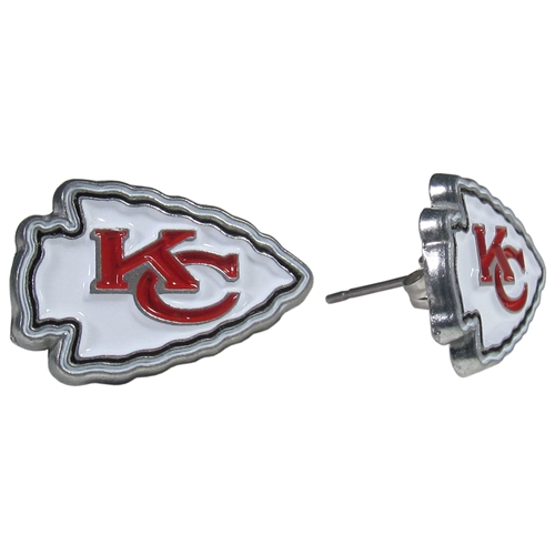 Kansas City Chiefs NFL Silver Stud Earrings *NEW*