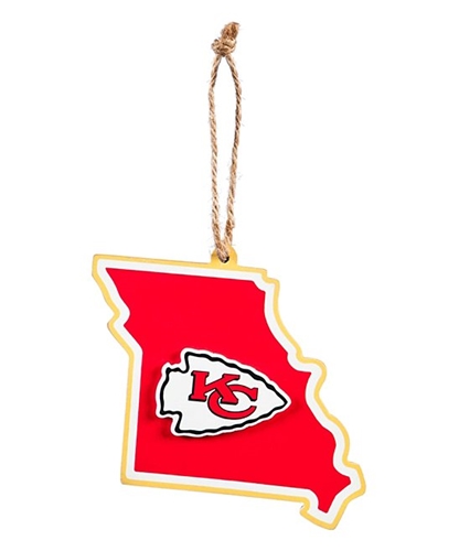 Kansas City Chiefs NFL Wooden State Ornament - 12ct Case *NEW*