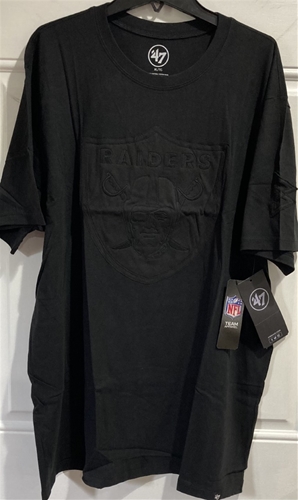 Las Vegas Raiders NFL Jet Black Embroidered Two Peat Knockout Fieldhouse Men's Tee Shirt *SALE* - Si