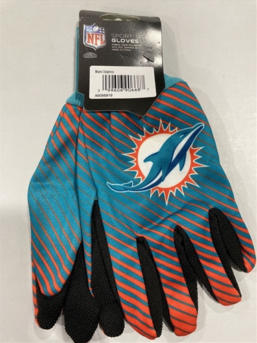 Miami Dolphins NFL Full Color 2 Tone Sport Utility Gloves - 6ct Lot