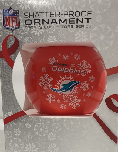 Miami Dolphins NFL Snowflake Shatter-Proof Ball Ornament - 6ct Case *SALE*