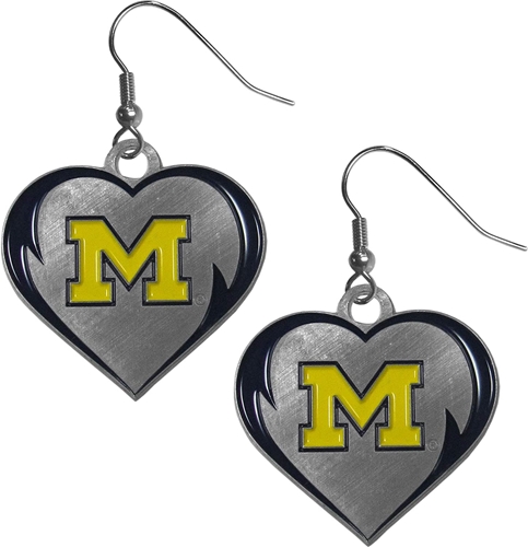 Michigan Wolverines NCAA Heart Dangle Earrings *NEW*