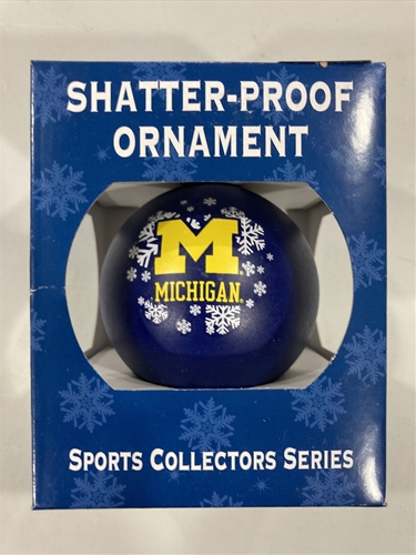 Michigan Wolverines NCAA Shatter-Proof Ball Ornament *NEW*  6ct Case