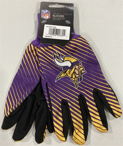 Minnesota Vikings NFL Full Color 2 Tone Sport Utility Gloves - 6ct Lot