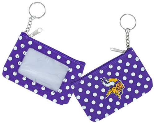 Minnesota Vikings NFL Nylon Polka Dot Coin Purse Key Ring *SALE*