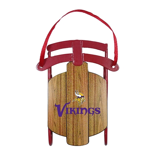 Minnesota Vikings NFL Vintage Metal Sled Ornament - 6ct Case