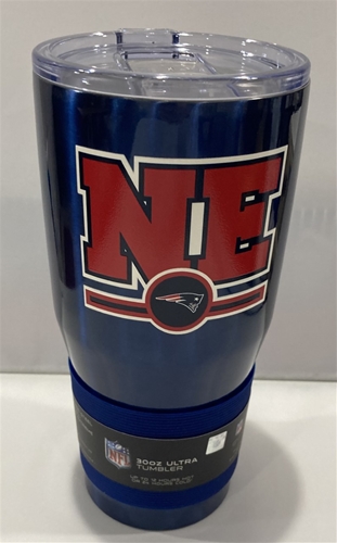 New England Patriots NFL Navy Letterman 30oz Double Wall Stainless Steel Ultra Travel Tumbler - 6ct 