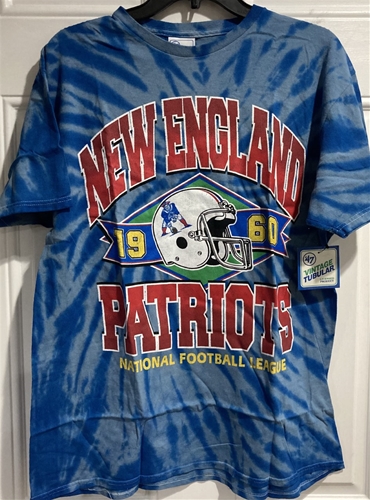 New England Patriots Legacy NFL Cali Blue Twister Tie Dye Brickhouse VINTAGE Tubular Men's Tee *NEW*