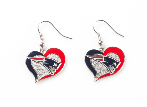 New England Patriots NFL Swirl Heart Dangle Earrings *SALE*