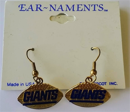 New York Giants Logo FOOTBALL NFL Gold Dangle Earrings *CLOSEOUT*