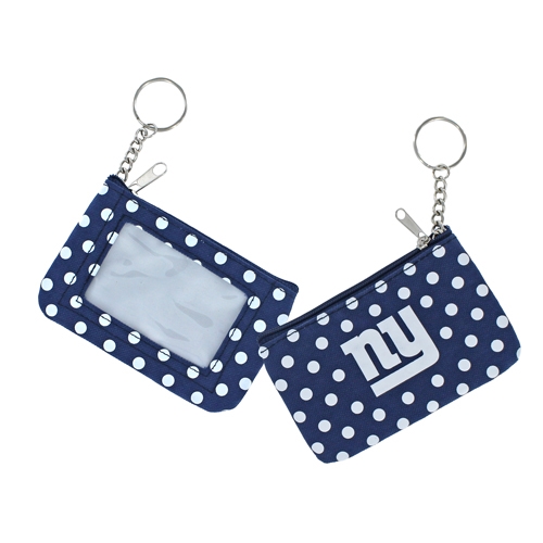 New York Giants NFL Nylon Polka Dot Coin Purse Key Ring *SALE*