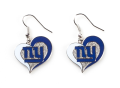 New York Giants NFL Silver Swirl Heart Dangle Earrings