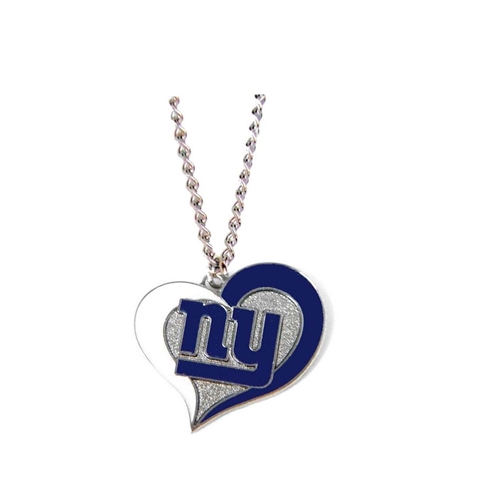 NEW York Giants Swirl Heart NFL Silver Team Pendant Necklace *SALE*