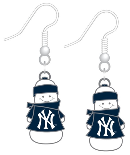 New York YANKEES Snowman MLB Silver Dangle Earrings *SALE*