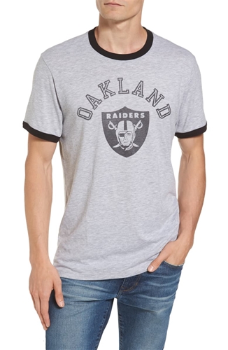 Oakland Raiders Legacy NFL Grey Capital Ringer Men's Tee *SALE LAST ONE* Size M