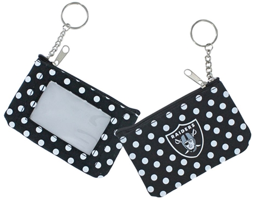 Las Vegas Raiders NFL Nylon Polka Dot Coin Purse Key Ring *SALE*