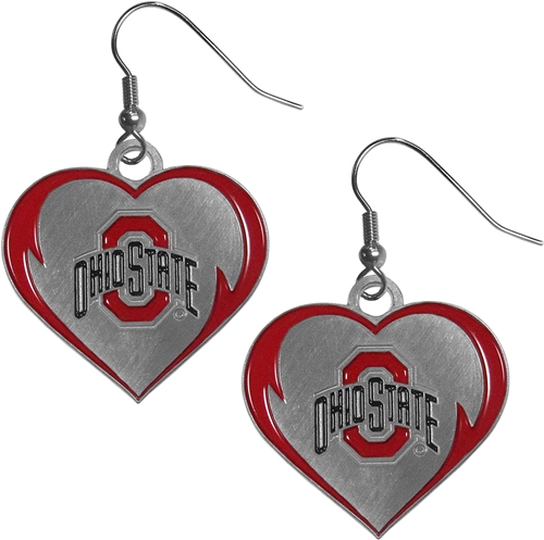 Ohio State Buckeyes NCAA Heart Dangle Earrings *NEW*
