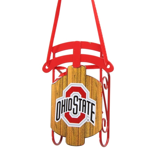Ohio State Buckeyes NCAA Metal Sled Ornament - 6ct Case