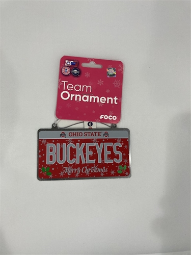 Ohio State Buckeyes NCAA ''Merry Christmas'' Metal LICENSE PLATE Ornament