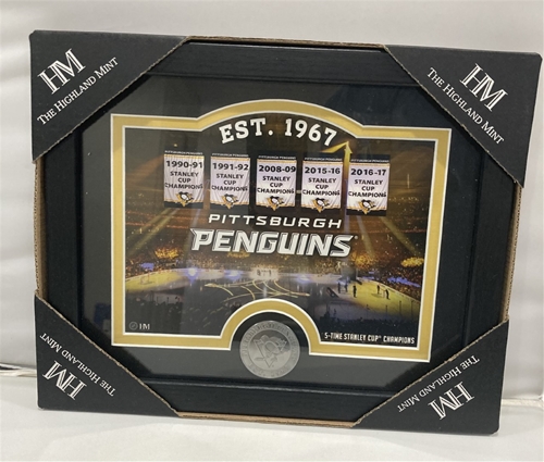 Pittsburgh Penguins NHL 11'' x 9'' Framed & Matted Stadium Photo Mint w/ Coin *NEW*